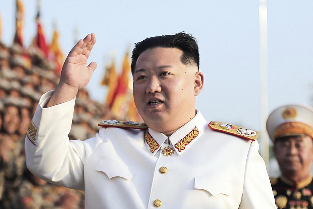 North Korean leader Kim Jong-un acknowledges celebrates the 90th anniversary of the founding of the Korean People’s Revolutionary Army, in North Korea on Wednesday. Photo: Korean Central News Agency/Korea News Service via AP