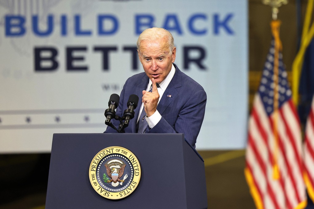US President Joe Biden gives a speech on his Build Back Better Agenda at the NJ Transit Meadowlands Maintenance Complex in Kearny, New Jersey, on October 25, 2021. Photo: TNS