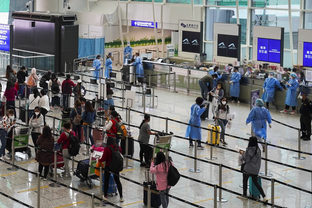 Passengers arrive at Hong Kong International Airport on May 1, the first day of the easing of the flight suspension mechanism. Non-residents are now allowed to enter Hong Kong from overseas. Photo: Sam Tsang