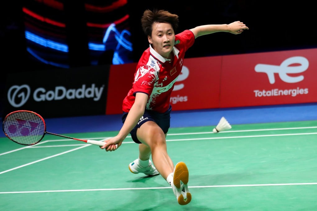 Chen Yufei of China competes in a women’s singles match at Uber Cup badminton tournament in Denmark. Photo: Xinhua
