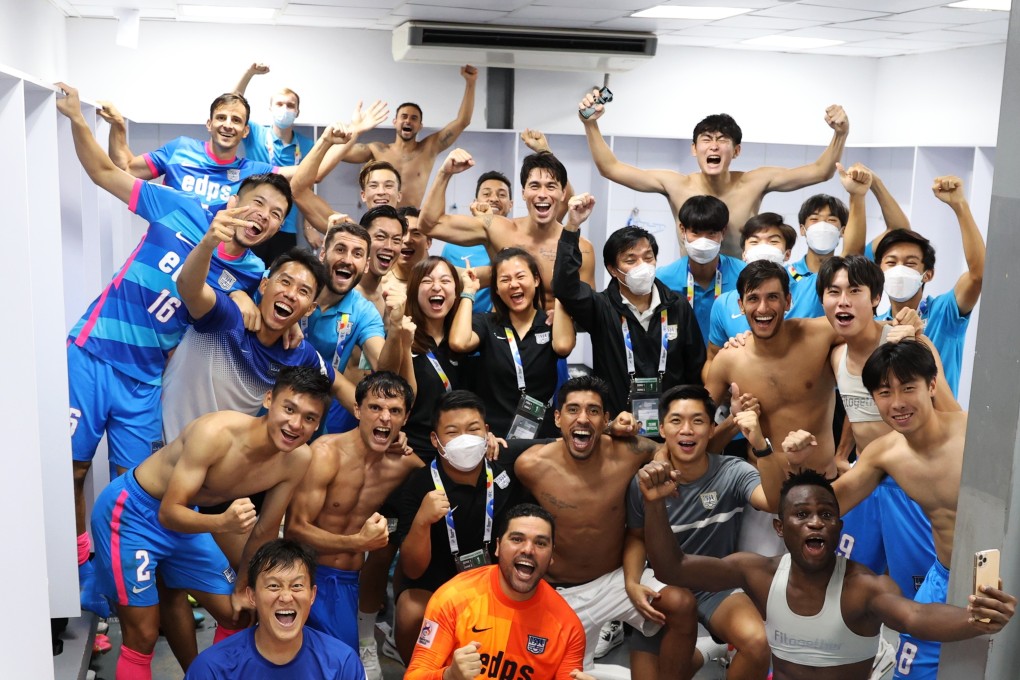 Celebrations in the changing room after Kitchee reach the round of 16 in the AFC Champions League. Photo: Kitchee