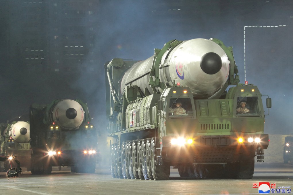 Hwasong-17 intercontinental ballistic missiles displayed during a military parade in North Korea. Photo: Reuters.