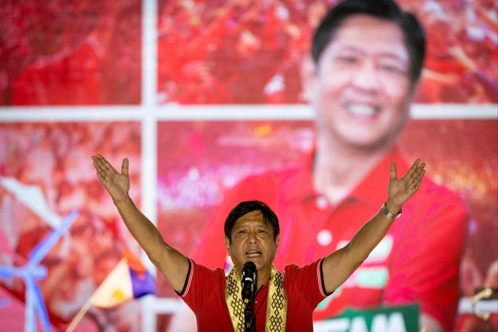 Philippine presidential candidate Ferdinand “Bongbong” Marcos Jnr, son of late dictator Ferdinand Marcos, delivers a speech during a campaign rally in Lipa, Batangas province, on April 20 Photo: Reuters