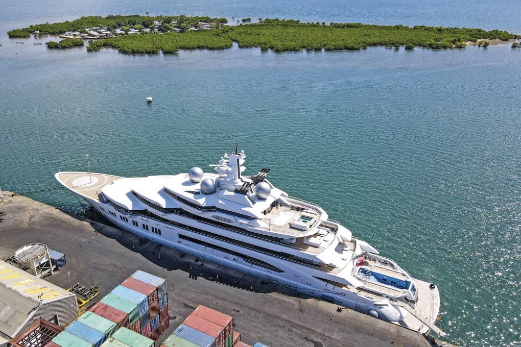 The superyacht Amadea is docked at the Queens Wharf in Lautoka, Fiji. Photo: Fiji Sun via AP