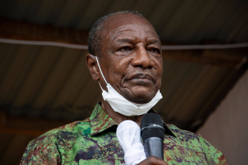 Guinea President Alpha Conde addresses his supporters during a campaign rally in Kissidougou in October 2020. Photo: AFP