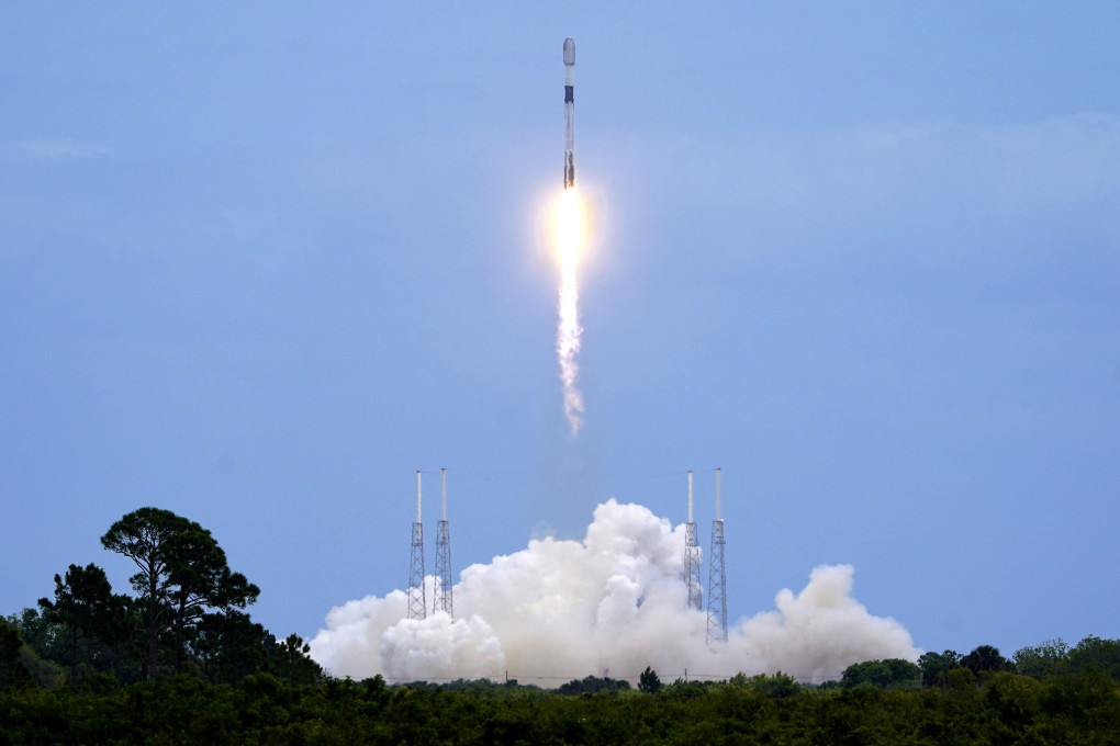 A SpaceX Falcon 9 rocket with a batch of 53 Starlink internet satellites lifts off from Cape Canaveral Space Force Station in Florida last month. Photo: Ap