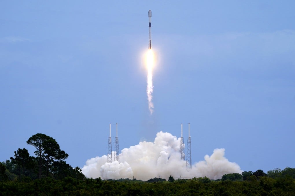A SpaceX Falcon 9 rocket with a batch of 53 Starlink internet satellites lifts off from Cape Canaveral Space Force Station in Florida last month. Photo: Ap