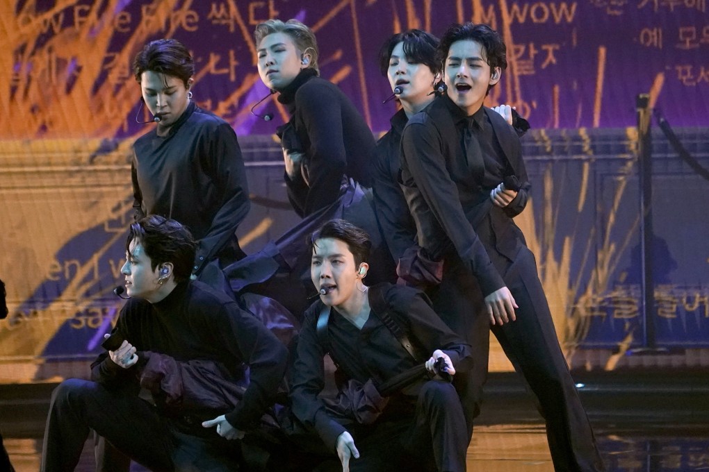 BTS performs at the 64th Annual Grammy Awards in Las Vegas in April. Photo: AP