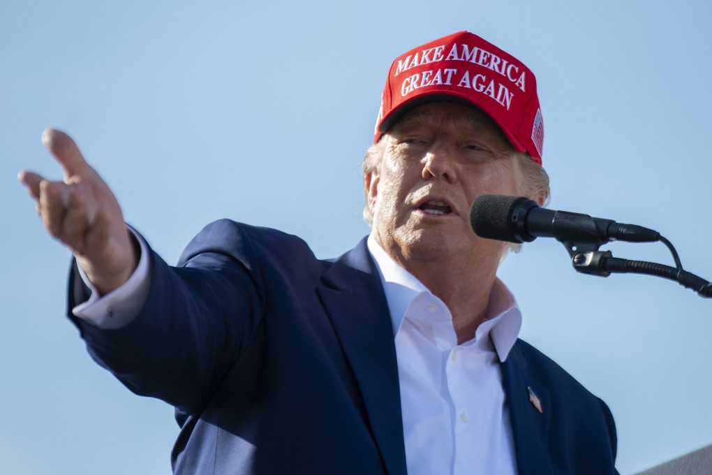 Former US president Donald Trump speaks during a rally in Greenwood, Nebraska, on Sunday. Photo: Lincoln Journal Star via AP