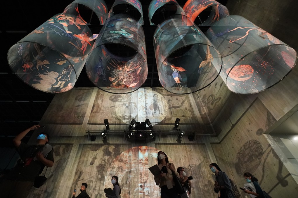 Visitors study an exhibit at the M+ museum, Asia’s first global museum of contemporary visual culture, in Hong Kong’s West Kowloon Cultural District, on April 13. Photo: Felix Wong
