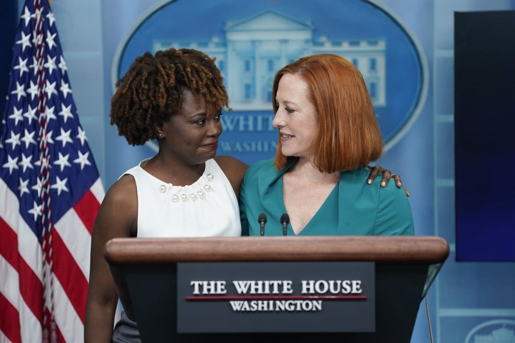 White House press secretary Jen Psaki introduces incoming press secretary Karine Jean-Pierre. Photo: AP