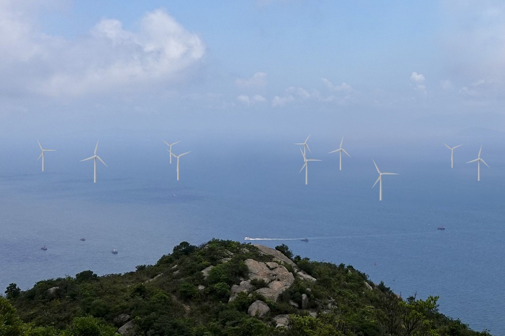 A mock-up of HK Electric’s plan to build a 600-hectare wind farm off Lamma Island. Photo: Handout