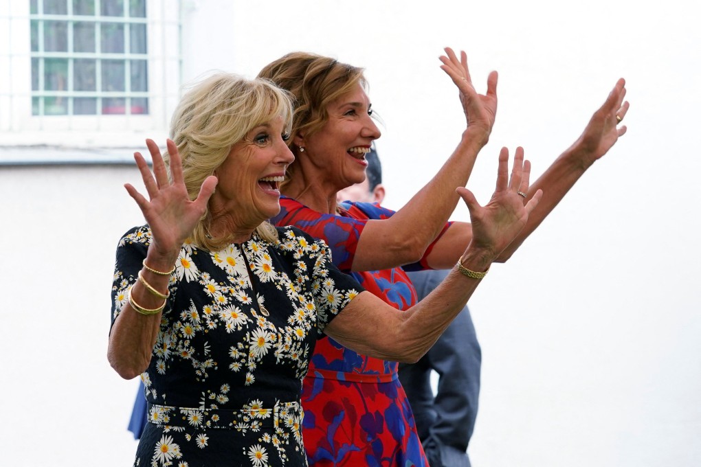US first lady Jill Biden and Romanian first lady Carmen Iohannis during a visit to a school to meet Ukrainian refugees. Photo: Reuters