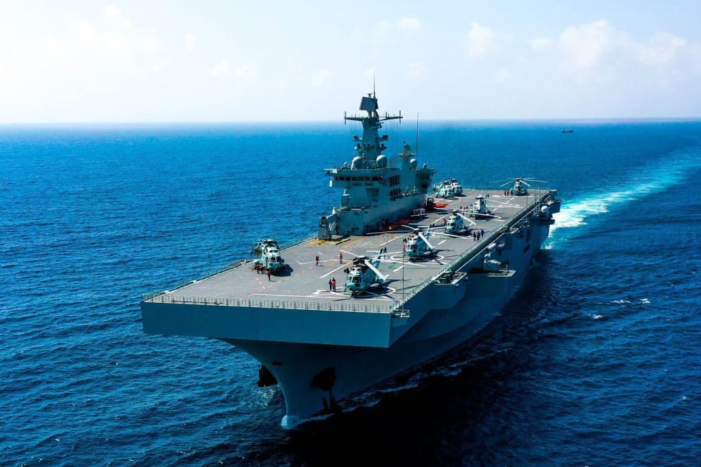 China’s first Type 075 amphibious assault ship, Hainan. The ship conducted combat training and live-fire drills in the South China Sea on April 22, the day after the Chinese navy announced the commissioning of a second Type 075 ship, the Guangxi.