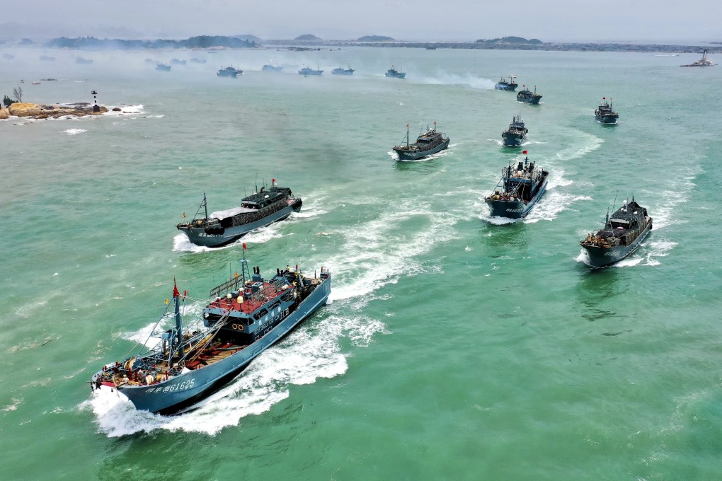 Chinese fishing boats are seen leaving a port in southeast Fujian province in August 2020. Photo: Xinhua