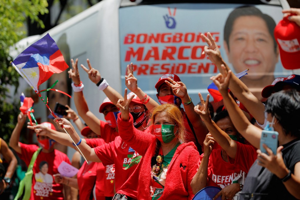 Supporters of Bongbong Marcos celebrate his wide lead over other presidential candidates on May 9, 2022. Photo: Reuters