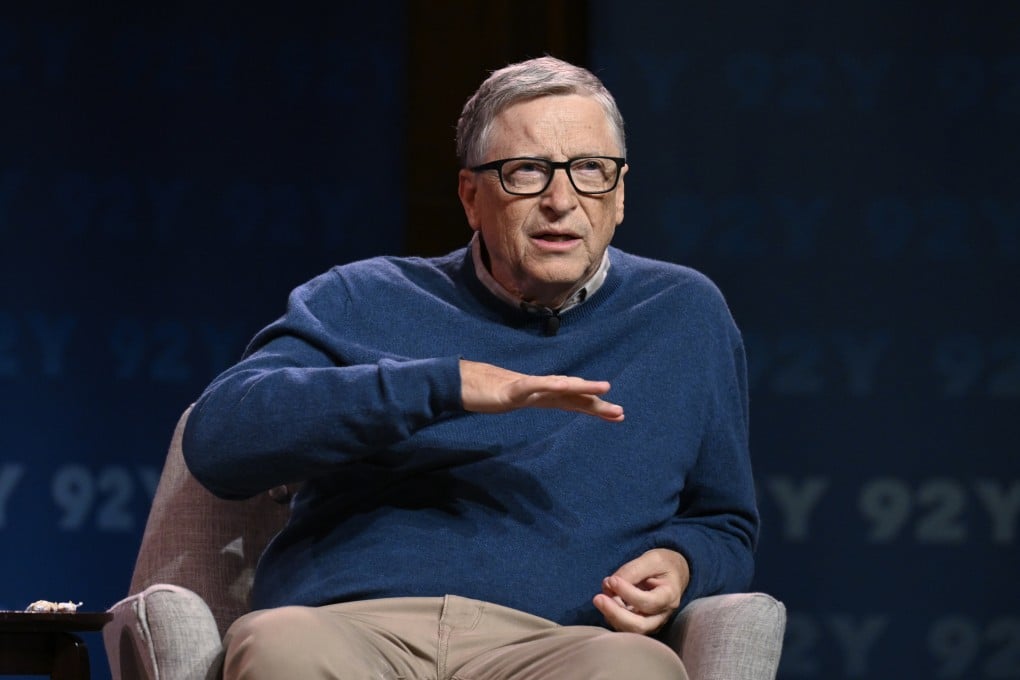 Bill Gates discusses his book “How to Prevent the Next Pandemic” in New York on May 3. Photo: AP