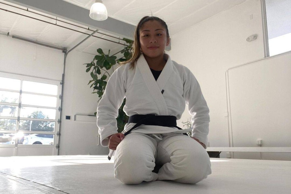 Jessa Khan poses for a photo in her Brazilian jiu jitsu gi. Photo: captured online via Jessa Khan on Instagram