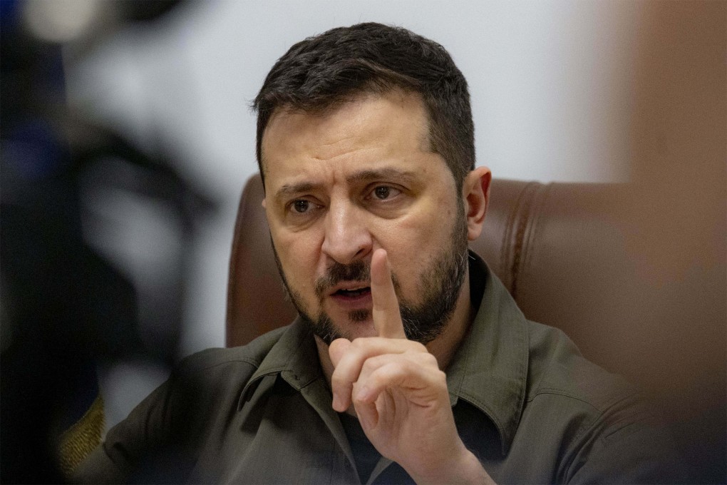 Ukrainian President Volodymyr Zelensky addresses the Royal Institute of International Affairs (Chatham House) via video link from the Situation Room on Friday. Photo: Ukraine Presidency/Planet Pix via ZUMA Press Wire/pa