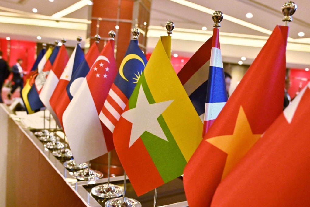 The flags of Asean member states are seen at a summit in 2019. This week’s US-Asean Summit offers Washington the chance to make its long-discussed “pivot to Asia” a reality. Photo: AFP