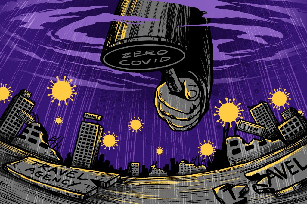 Beijing’s zero-Covid policy has hammered the tourism sector in China and pushed many small travel companies to the brink of financial ruin. Illustration: Lau Ka-kuen
