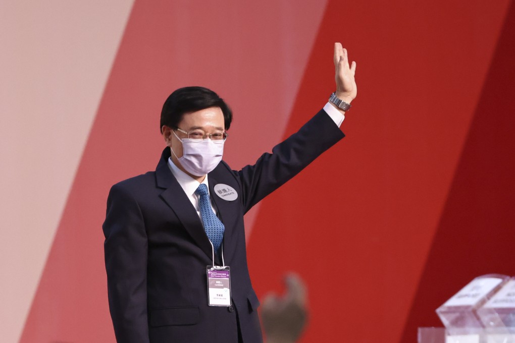 Chief Executive-elect John Lee celebrates his victory in the Hong Kong’s leadership poll on May 8. Photo: K. Y. Cheng