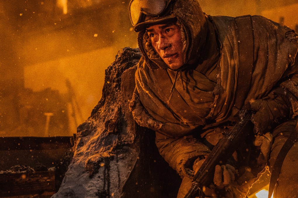 Jackson Yee in a still from The Battle at Lake Changjin II (category IIB, Mandarin), directed by Dante Lam, Tsui Hark and Chen Kaige. Wu Jing co-stars.