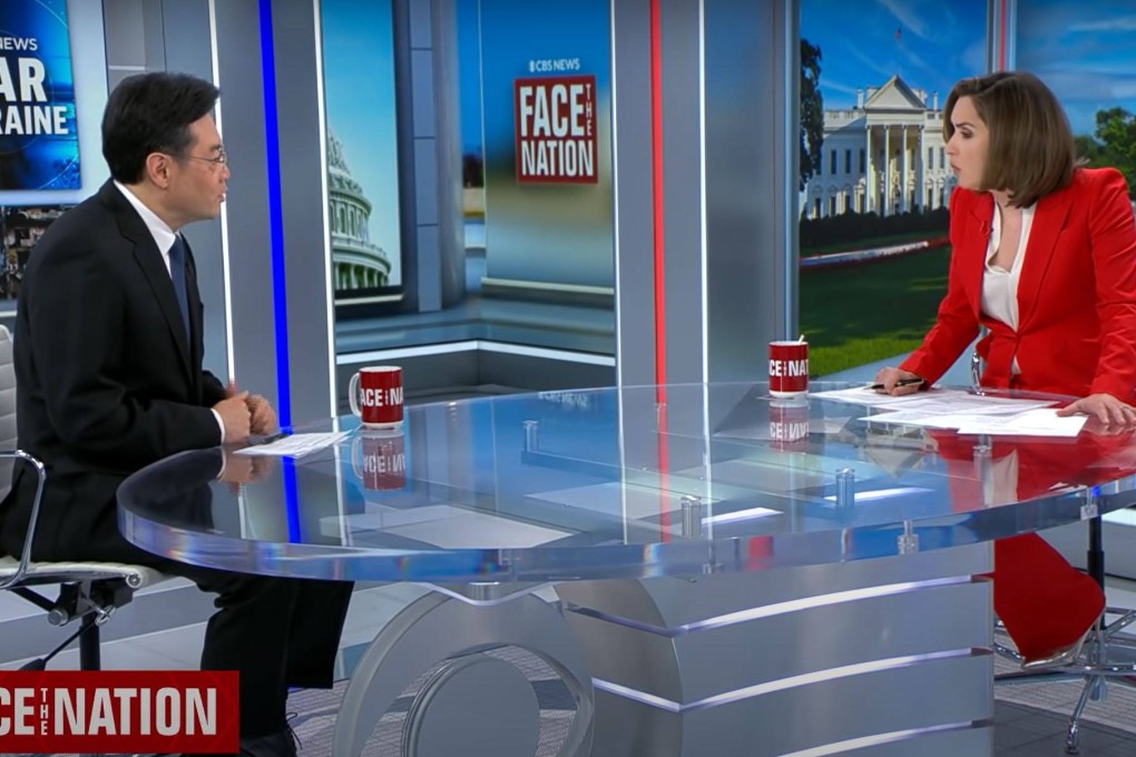 Margaret Brennan, host of CBS’ ‘Face the Nation’ is seen talking over Chinese ambassador Qin Gang during the interview. Photo: YouTube