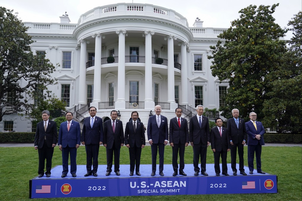 Leaders from the Association of Southeast Asian Nations with President Joe Biden outside the White House. Photo: AP
