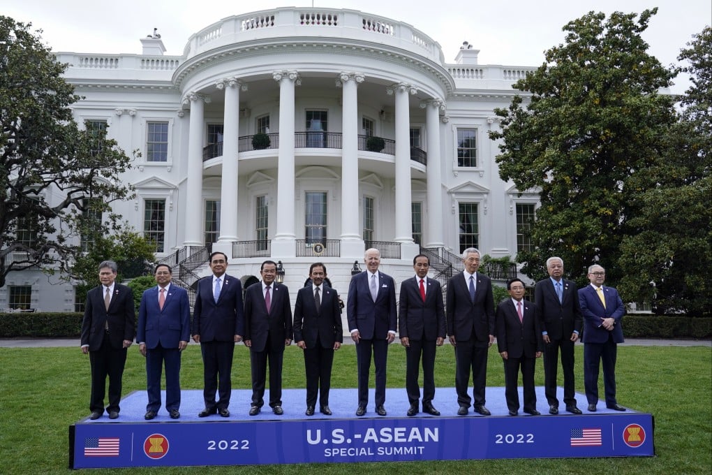 Leaders from the Association of Southeast Asian Nations with President Joe Biden outside the White House. Photo: AP
