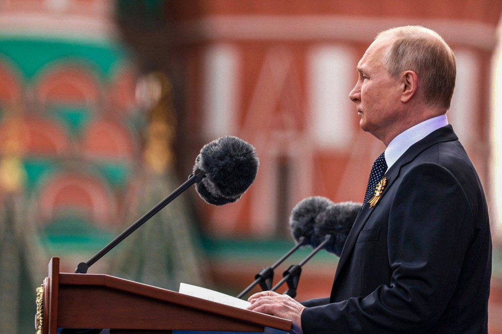 Vladimir Putin gives a speech in Moscow during Russia’s Victory Day parade on May 9. Photo: Kremlin/DPA
