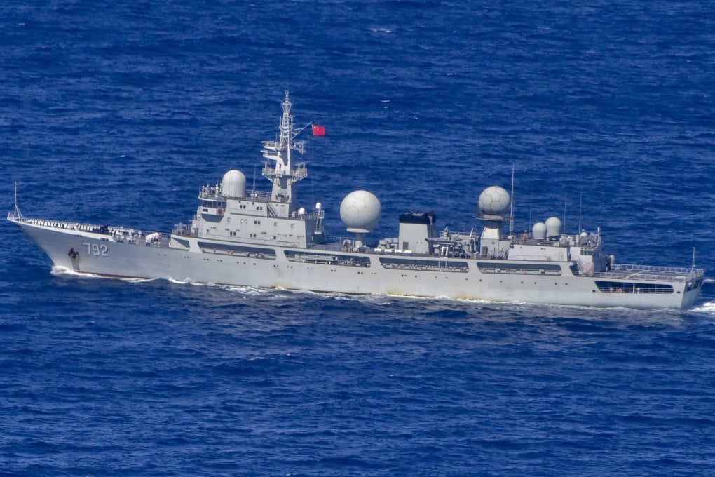 In this image supplied by the Australian Department of Defence, a PLA Navy Intelligence Collection Vessel Haiwangxing was operating off the north-west shelf of Australia, Wednesday, May 11, 2022. Photo: Australian Defence Dept via AP