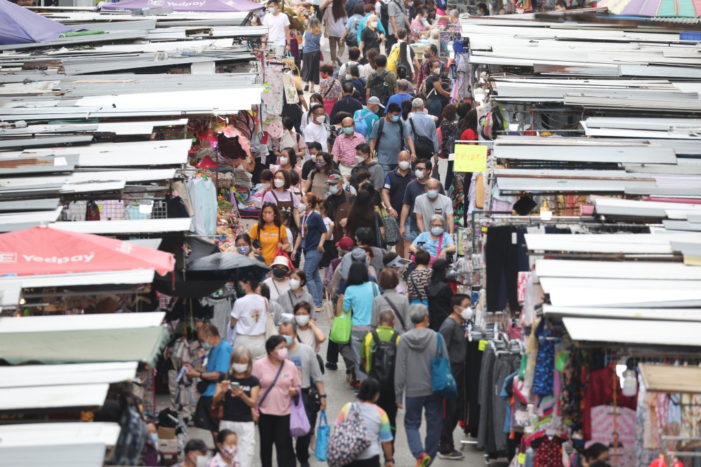 Residents at a street market in Mong Kok after Hong Kong eased social-distancing measures last month. Photo: Edmond So