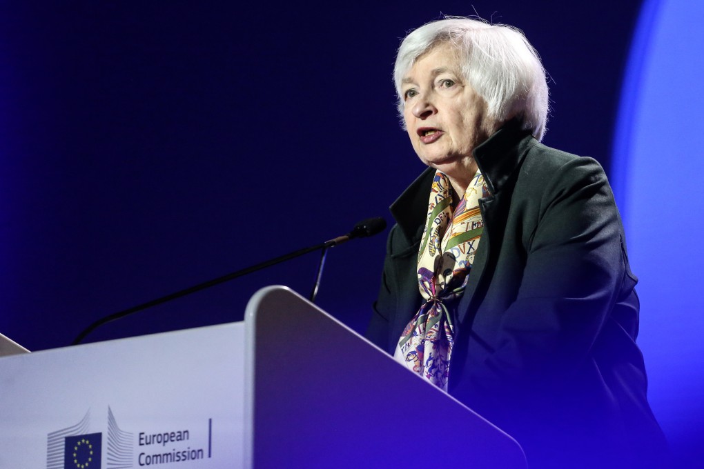 Janet Yellen, US treasury secretary, speaks at the Brussels Economic Forum in Belgium on Tuesday. Photo: Bloomberg