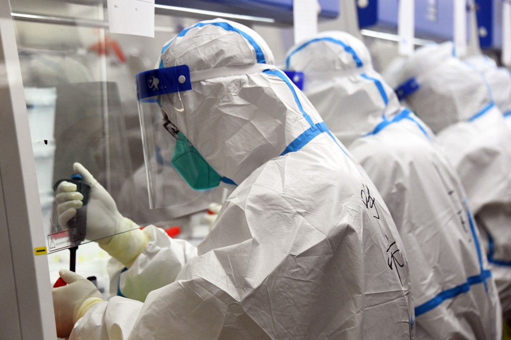 Healthcare workers in an inflatable Covid-19 testing lab in Beijing’s Shunyi district. China wants there to be a Covid-19 testing booth within a 15-minute walk of citizens. Photo: Xinhua