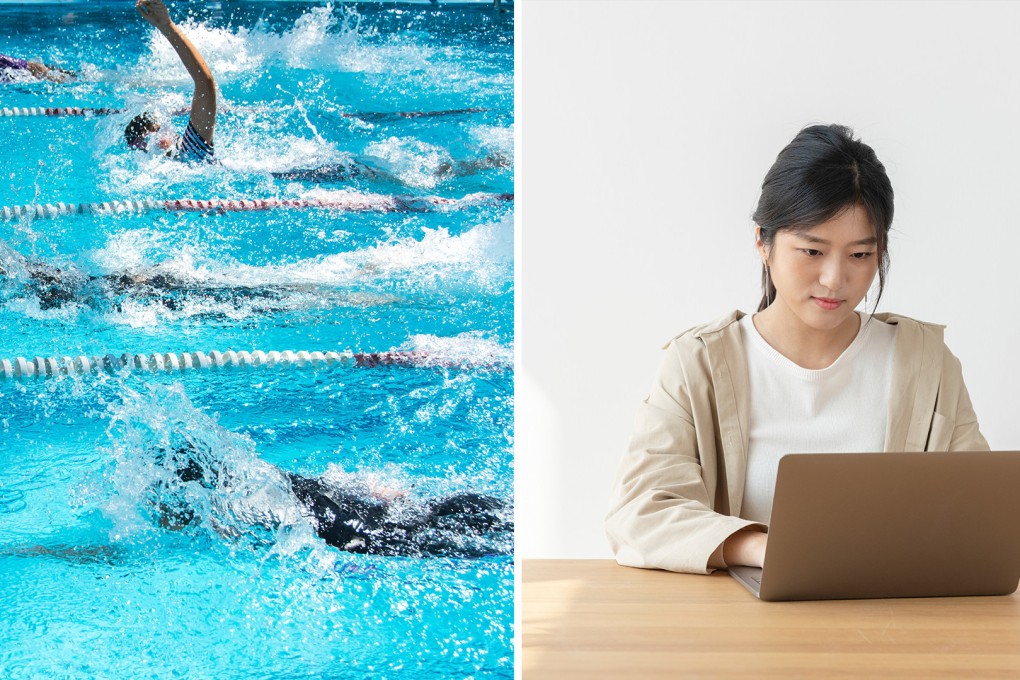 A Chinese university’s move to shift a swimming test online sparks a wave of mockery on social media. Photo: SCMP Artwork