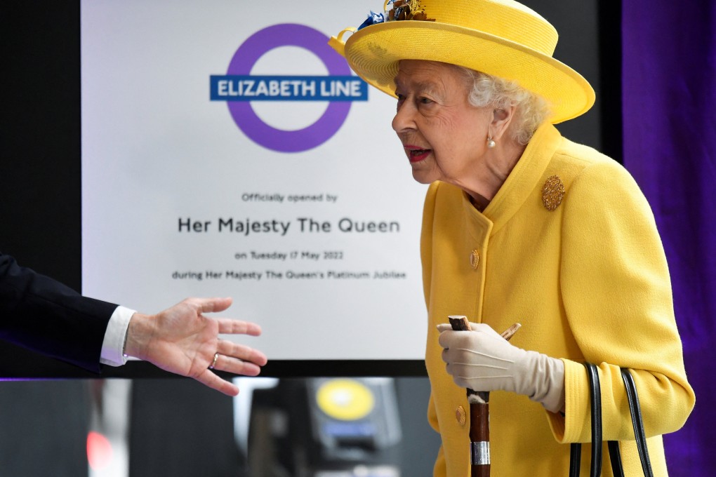 Britain’s Queen Elizabeth looks on during an event to mark the completion of the Elizabeth Line at Paddington Station in London on Tuesday. Photo: Reuters