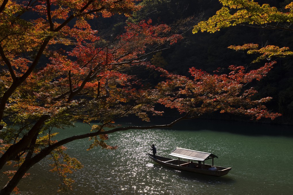 A sightseeing boat carries tourists on the Oi River at Arashiyama, one of Kyoto’s most popular tourist destinations, in Japan. Photo: Buddhika Weerasinghe/Getty Images