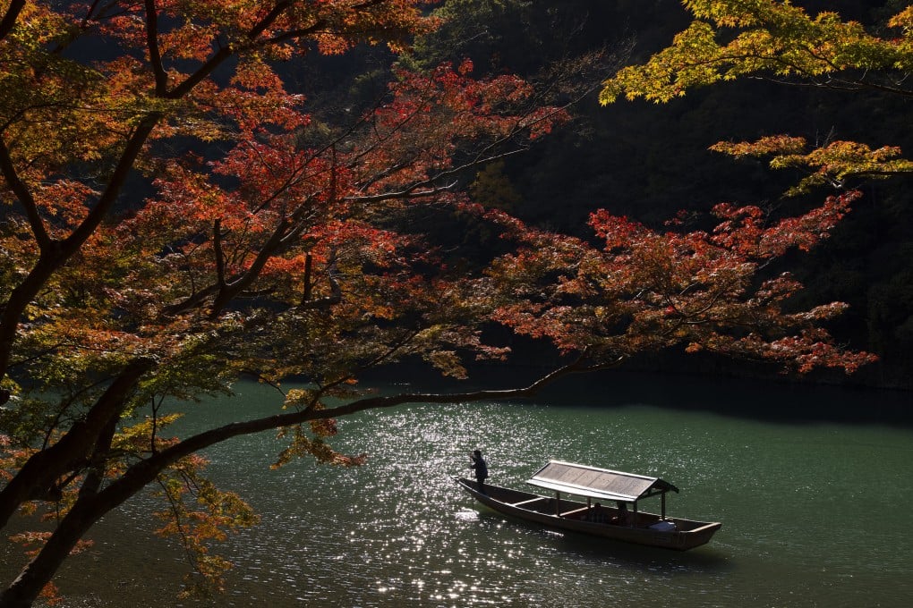 A sightseeing boat carries tourists on the Oi River at Arashiyama, one of Kyoto’s most popular tourist destinations, in Japan. Photo: Buddhika Weerasinghe/Getty Images