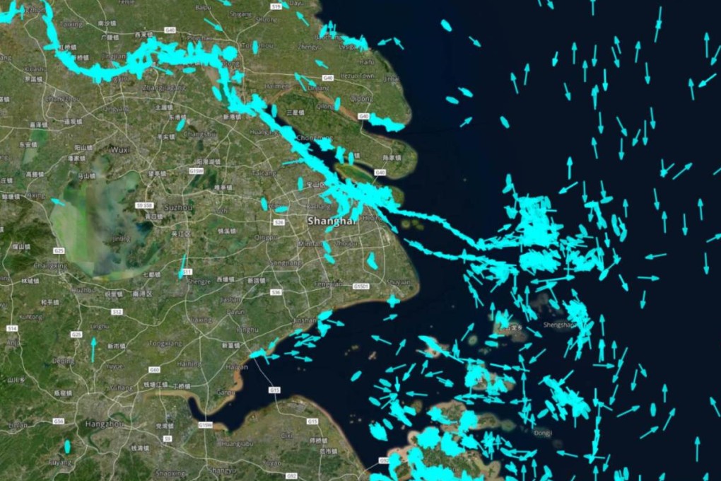 Container vessels queueing around Shanghai and the entrance into the Yangtze River on May 19, 2022. Photo: Bloomberg
