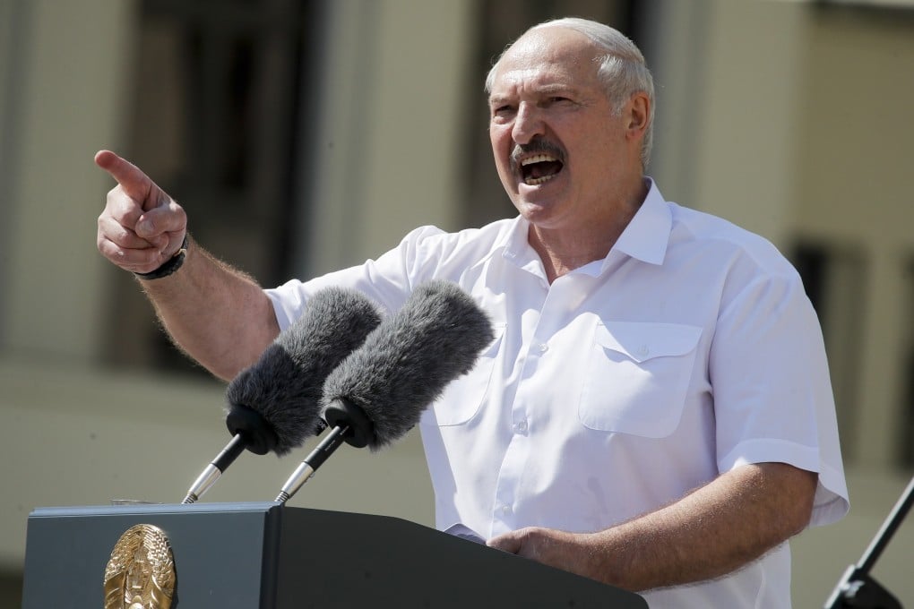 Belarusian President Alexander Lukashenko addresses his supporters gathered at Independent Square in Minsk in August 2020. Photo: AP