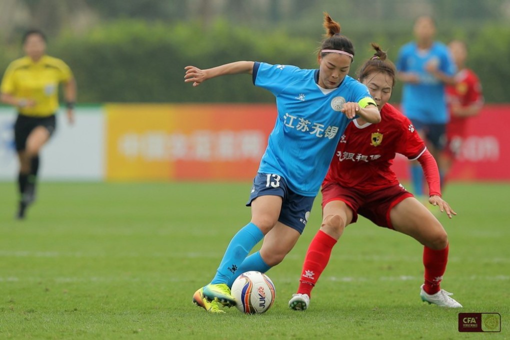 Captain Li Mengwen (No 13) of Jiang Wuxi in the match against Changchun. Photo: CFA