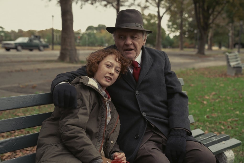 Banks Repeta (left) and Anthony Hopkins in a still from Armageddon Time (category TBC), directed by James Gray. Anne Hathaway and Jeremy Strong co-star. Photo: Anne Joyce/Focus Features