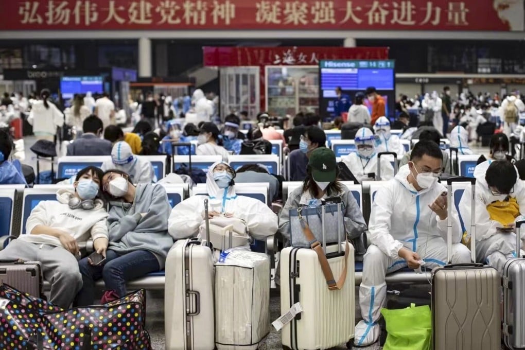 Passengers wait to board their trains at the terminal of the Shanghai Hongqiao Railway Station on May 18. Photo: Handout