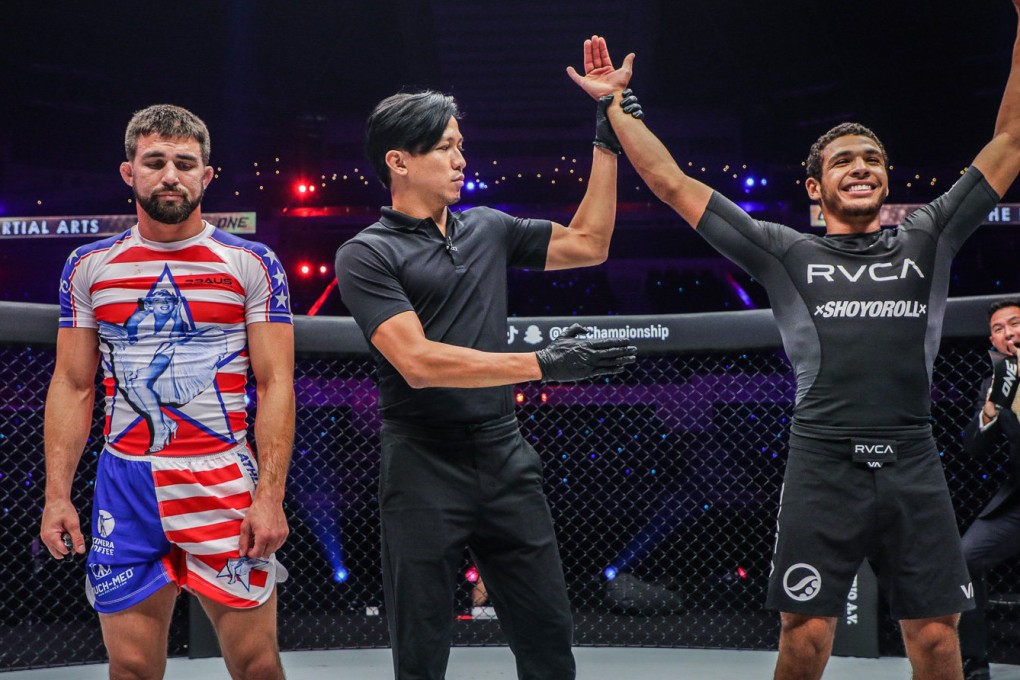 Tye Ruotolo celebrates after submitting Garry Tonon at ONE 157. Photos: ONE Championship