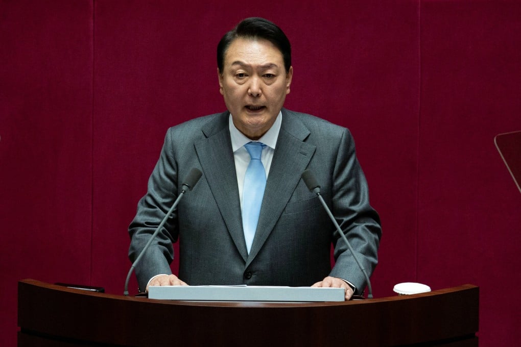 South Korean President Yoon Suk-yeol speaks at the National Assembly in Seoul. He pledged during campaigning to abolish the country’s gender equality ministry and accused its officials of treating men like ‘potential sex criminals’. Photo: Reuters