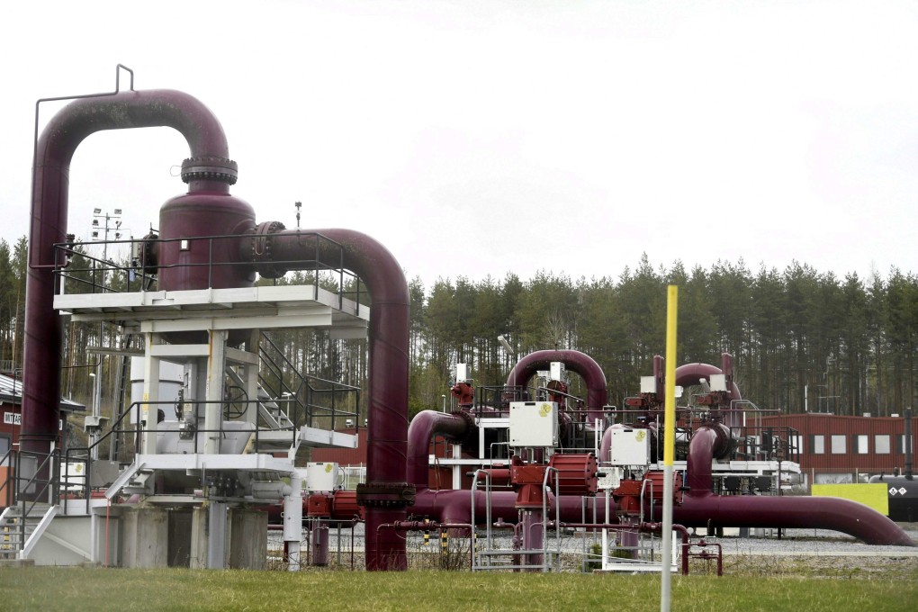 Gas pipes are seen at the Gasum plant in Raikkola, Imatra, Finland. Photo: AFP
