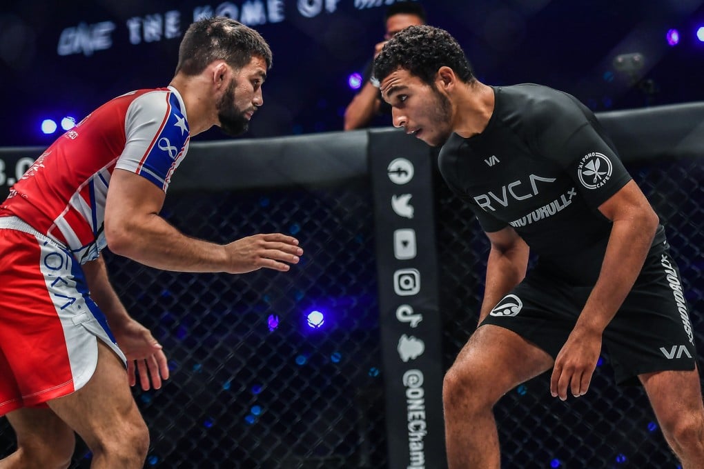 Tye Ruotolo and Garry Tonon square up in their submission grappling match at ONE 157. Photos: ONE Championship