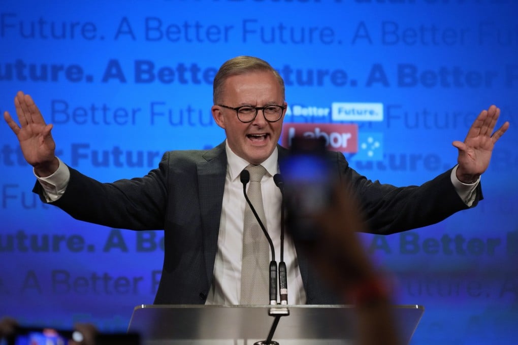 Labor Party leader Anthony Albanese speaks to supporters at a Labor Party event in Sydney, Australia, on Sunday. Photo: AP