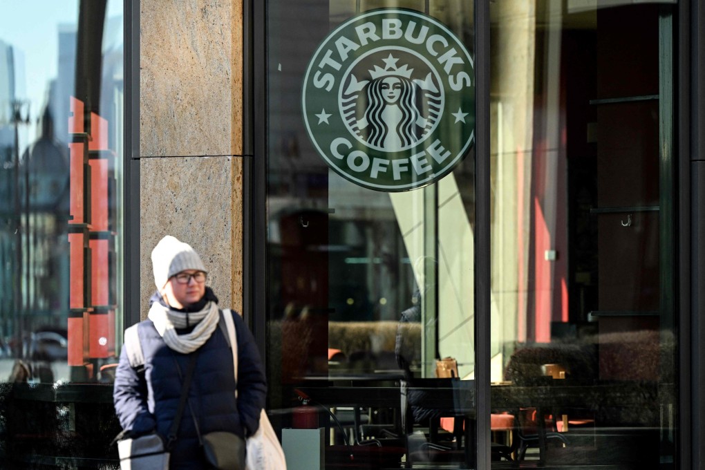 A closed Starbucks coffee shop in Moscow in March. On Monday the firm said it would cease operations in Russia. Photo: AFP